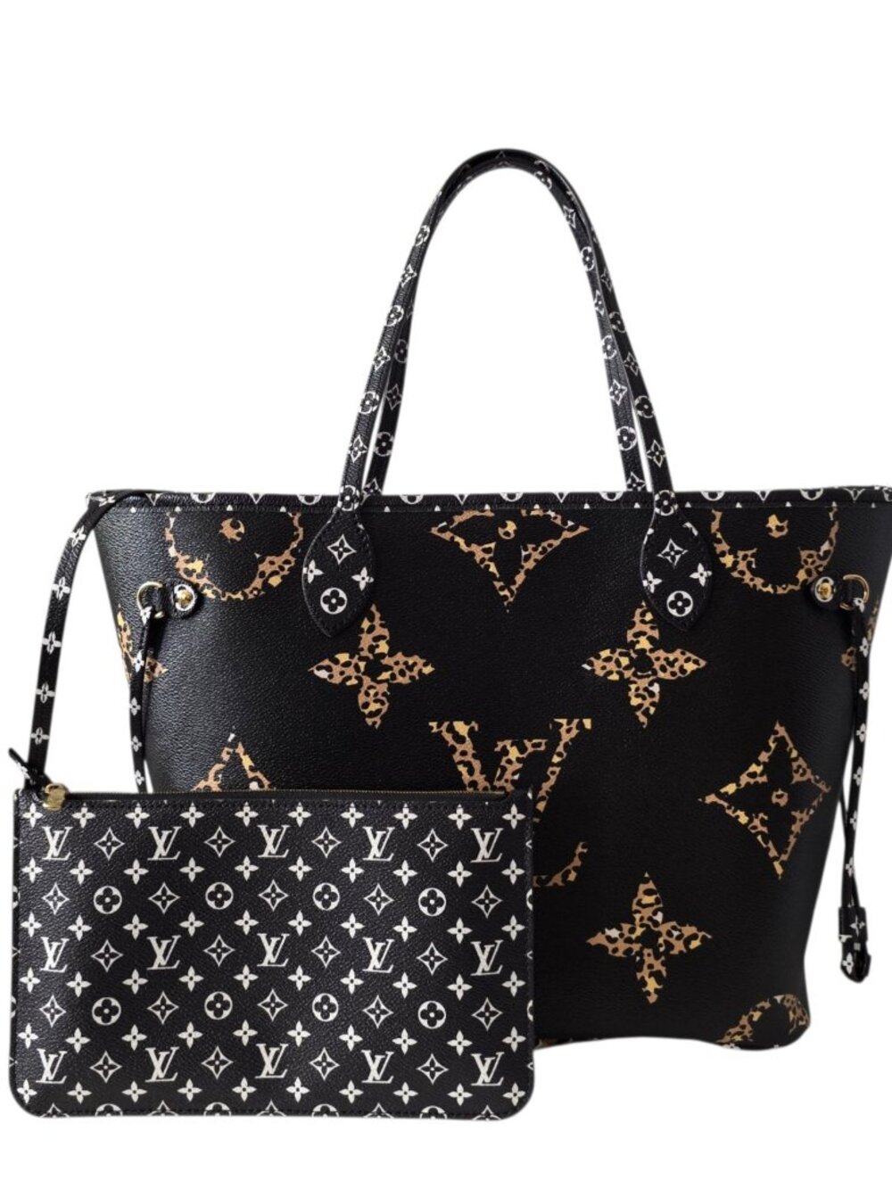 LOUIS VUITTON NEVERFULL MM  Limited Edtn Dual-Tone Leopard Monogram Giant Tote